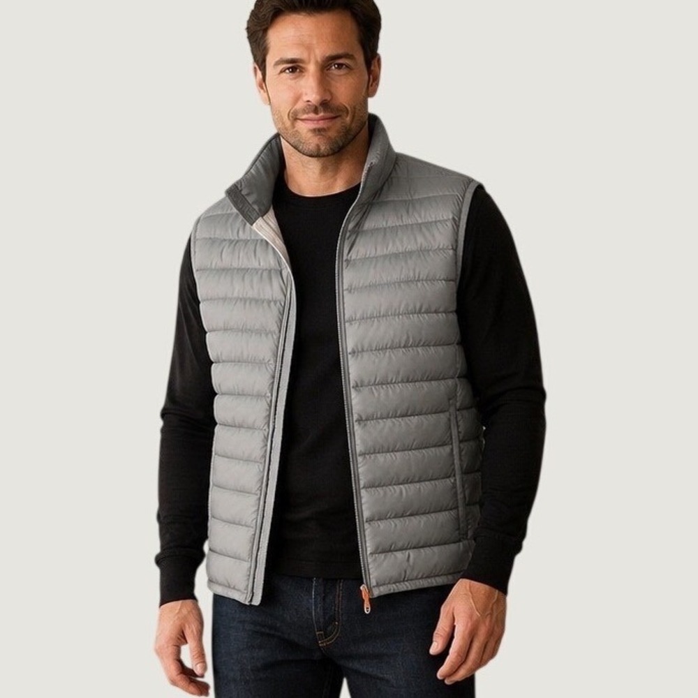 Save The Duck Mens Chance Packable Vest Light Grey Ultra Light Puffer Medium